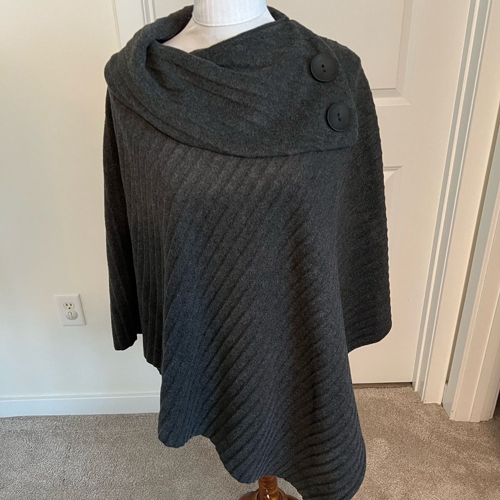 LeModa Gray Asymmetrical Knit Scarf Wrap Shawl
